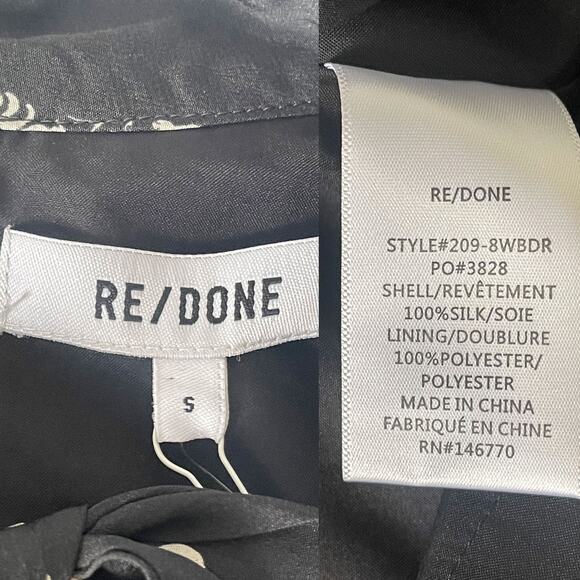 RE/DONE NWT Cowboy Horses Bow 100% Silk Crepe Mini Dress Size S - Picture 14 of 16